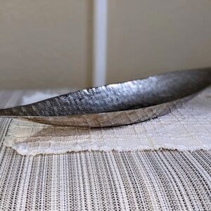 Herringbone Oval Silver Gunmetal Bowl Platter Tray